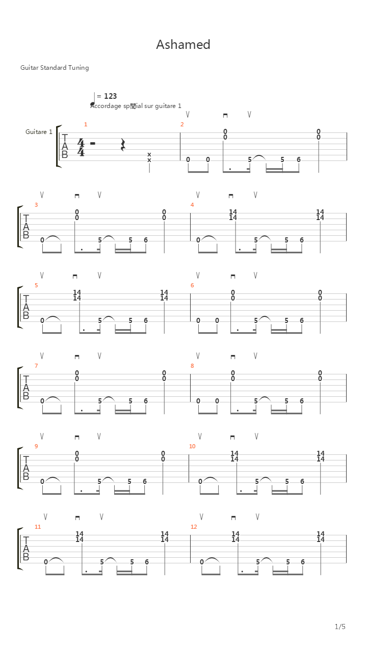 Ashamed吉他谱