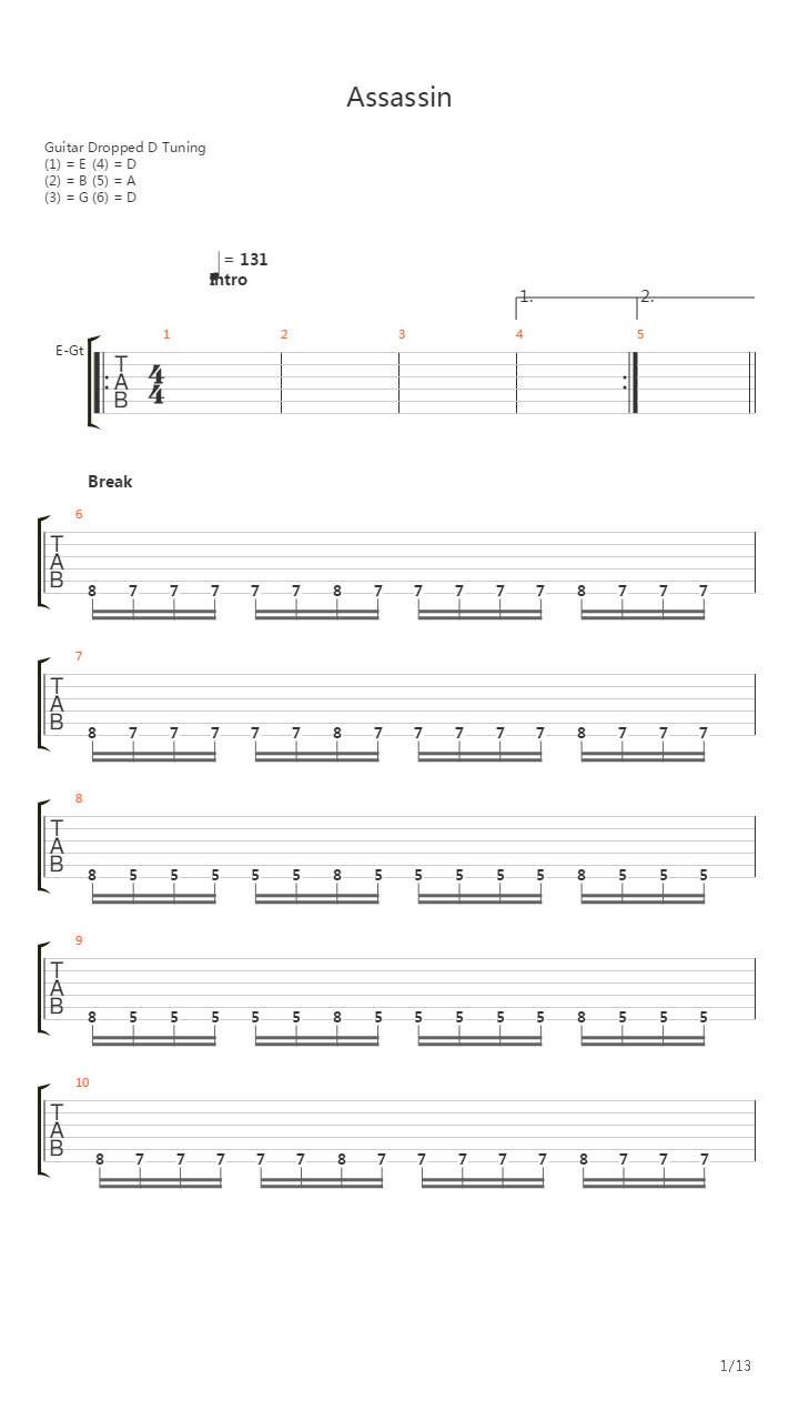 Assassin吉他谱