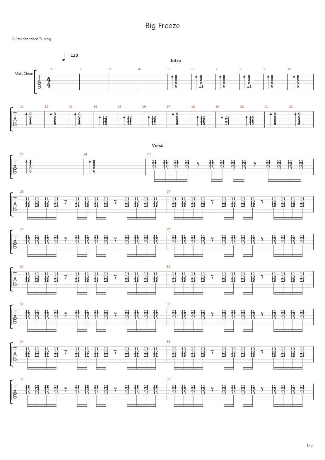 Big Freeze吉他谱