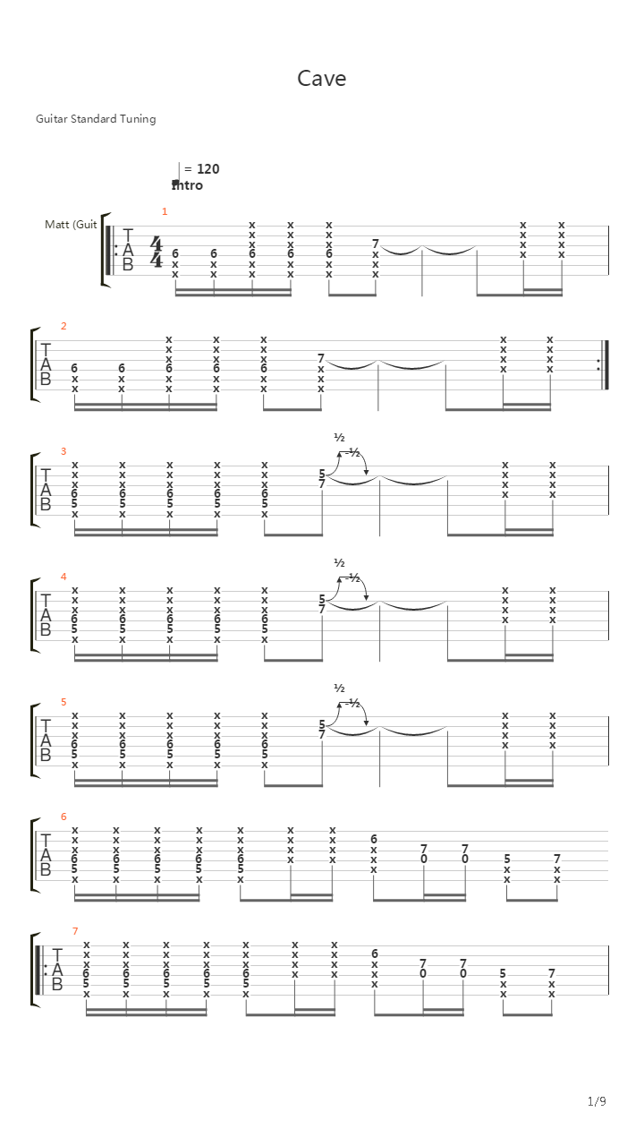 Cave吉他谱