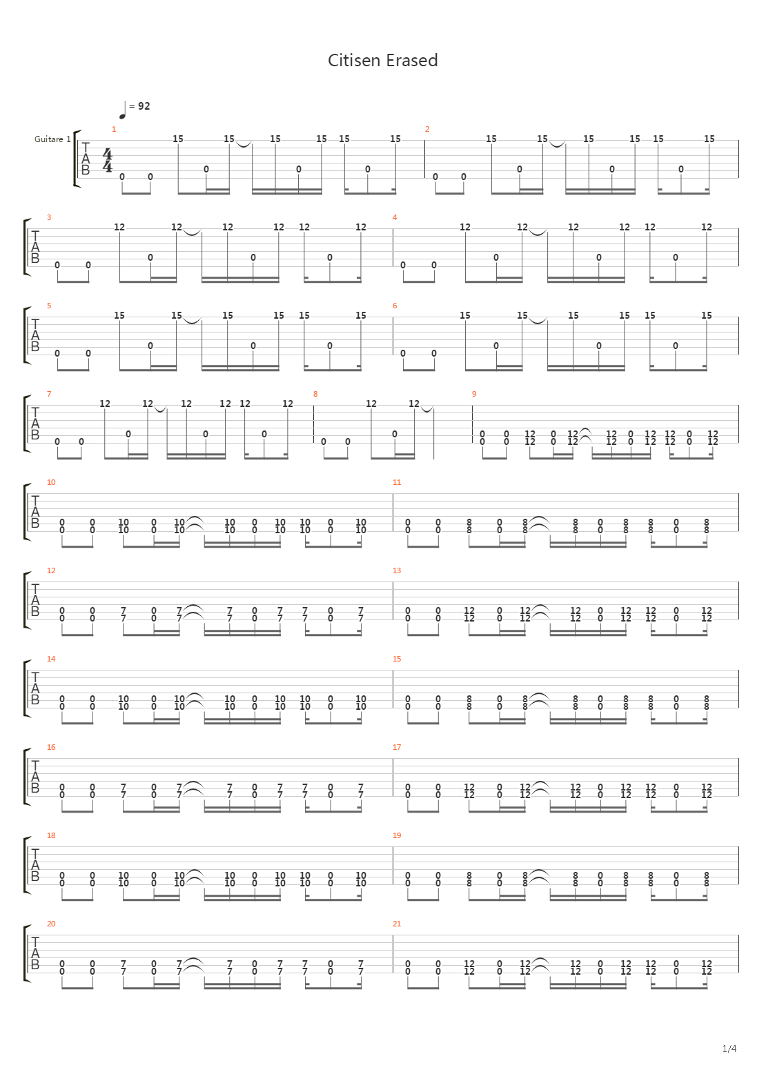 Citisen Erased吉他谱