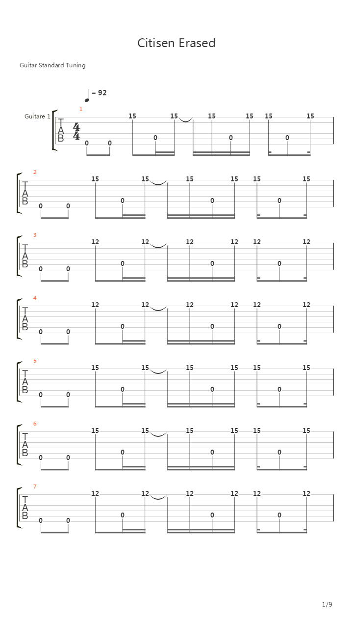 Citisen Erased吉他谱