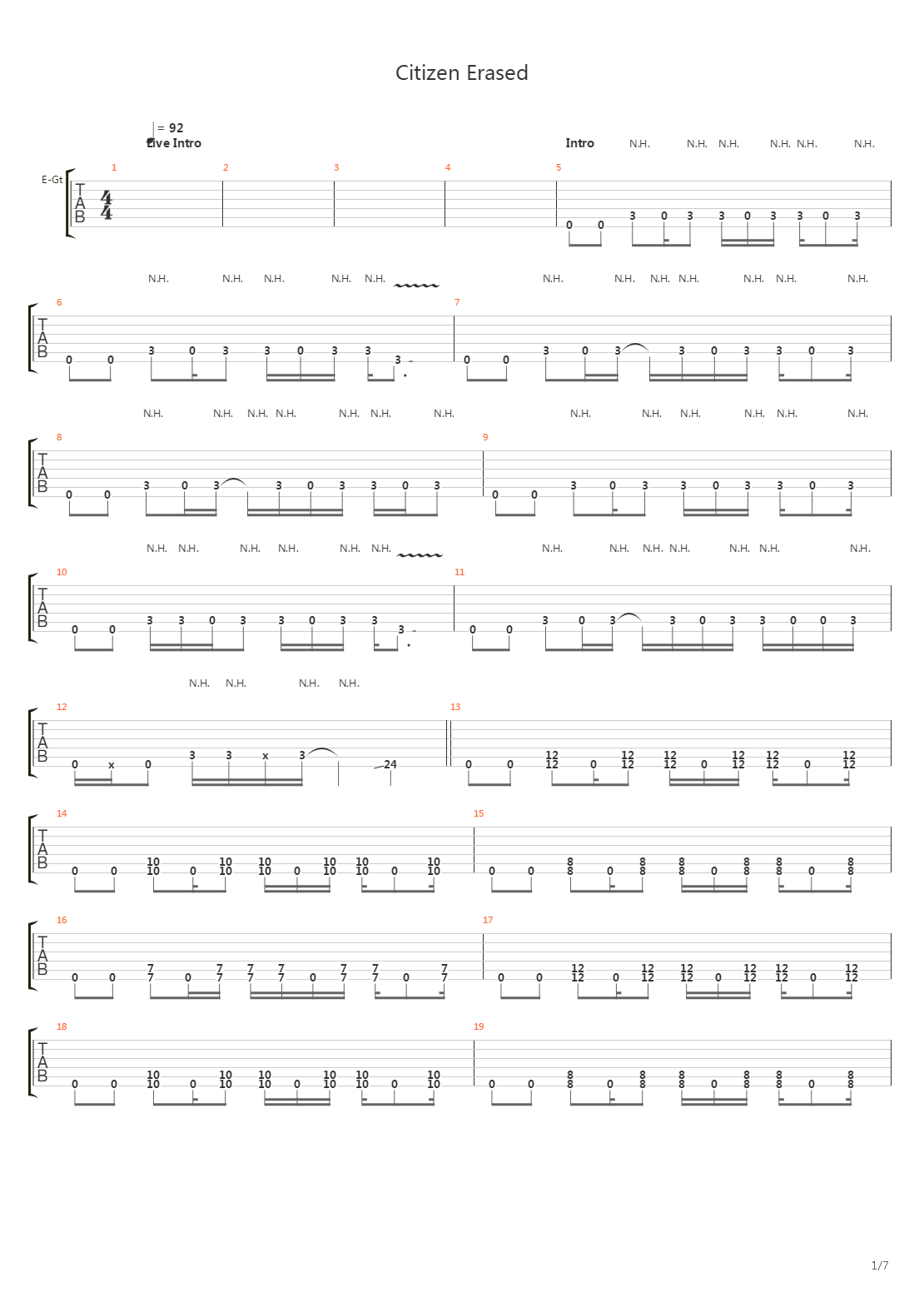 Citizen Erased吉他谱