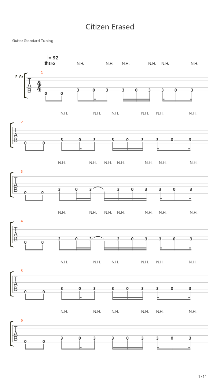 Citizen Erased吉他谱