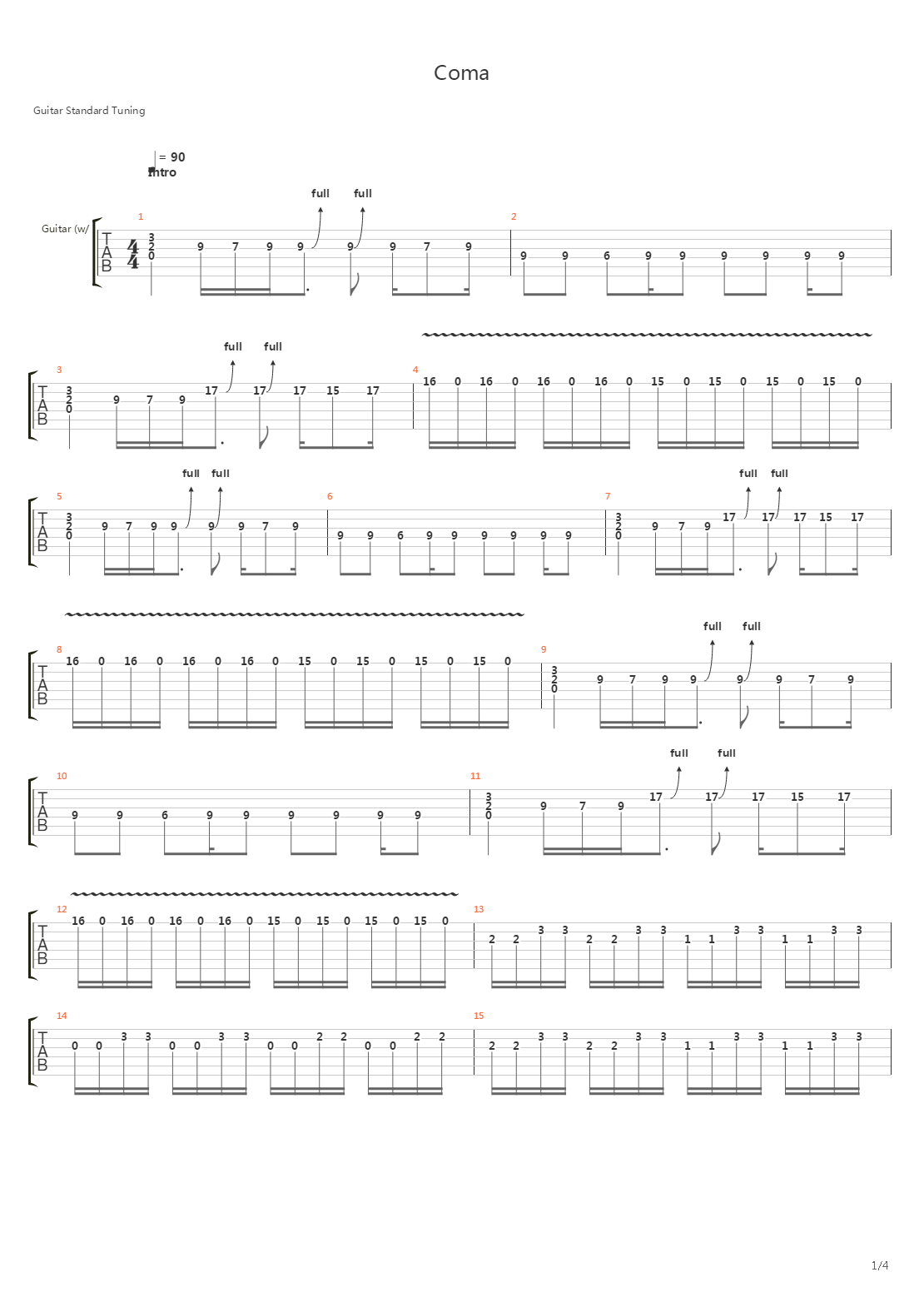 Coma吉他谱