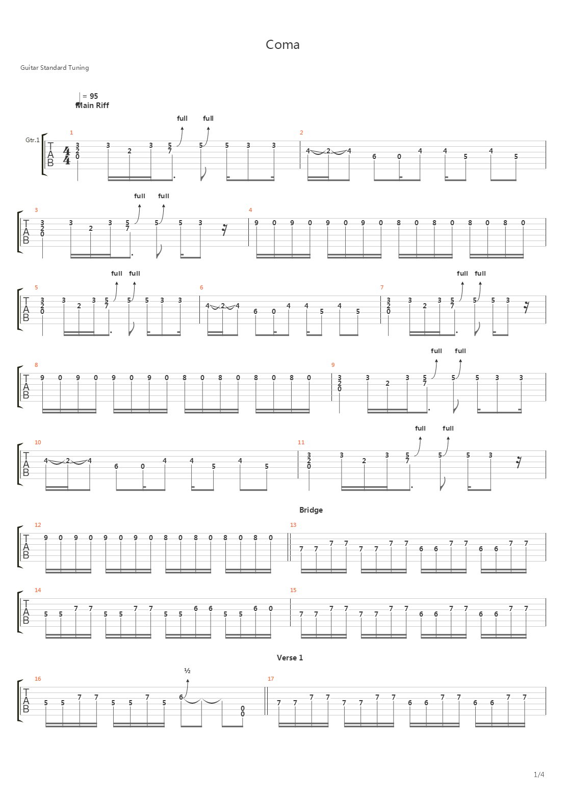 Coma吉他谱