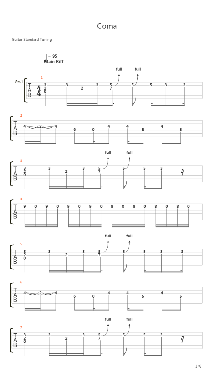 Coma吉他谱