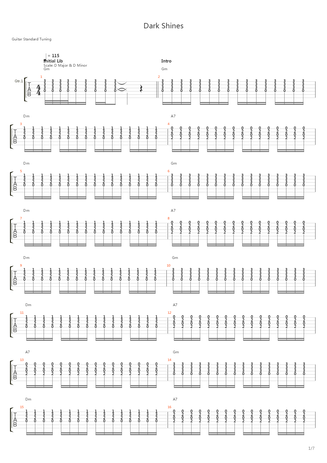 Dark Shines吉他谱