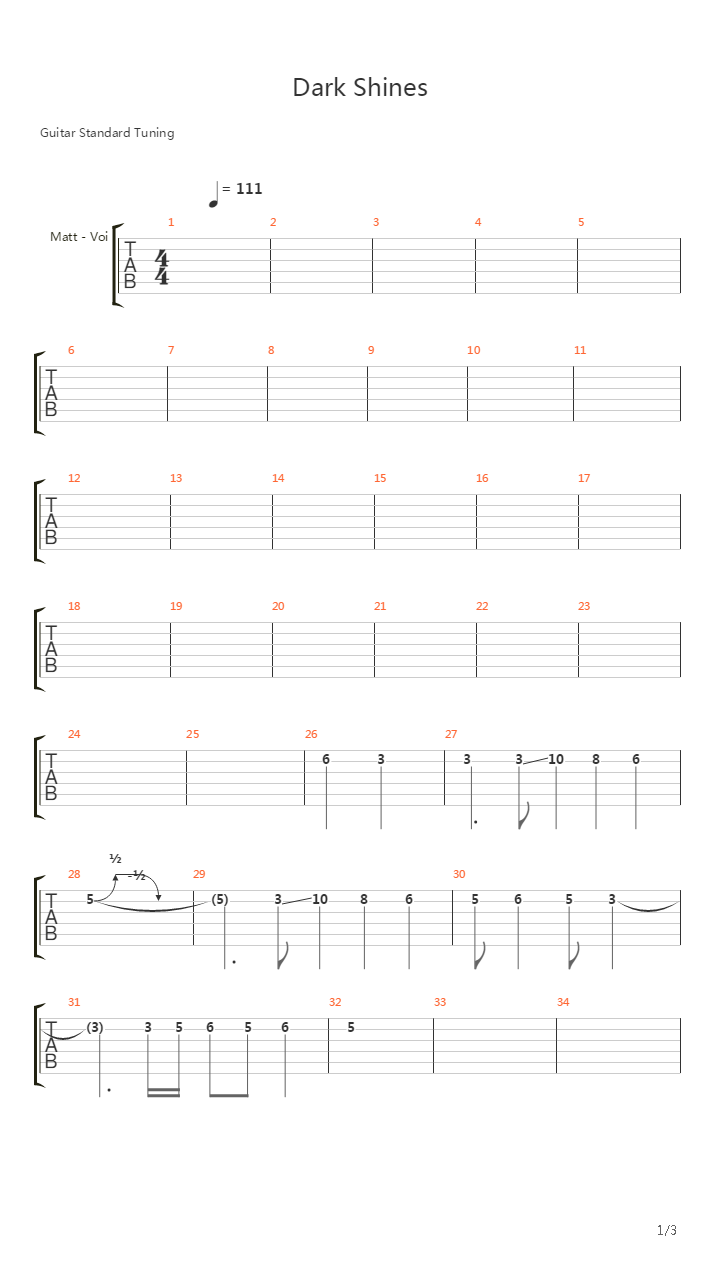 Dark Shines吉他谱