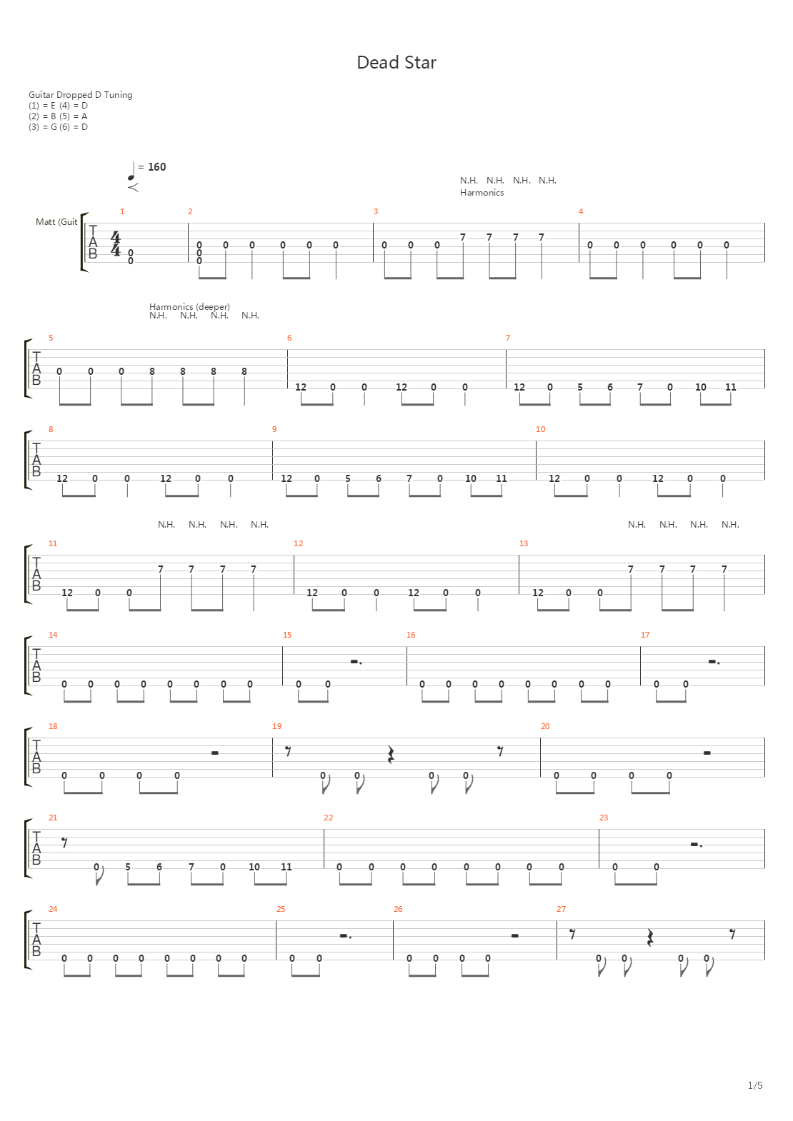 Dead Star吉他谱