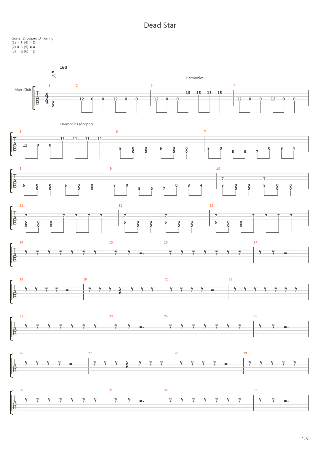 Dead Star吉他谱