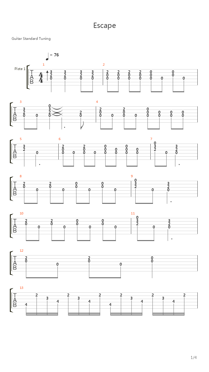 Escape吉他谱