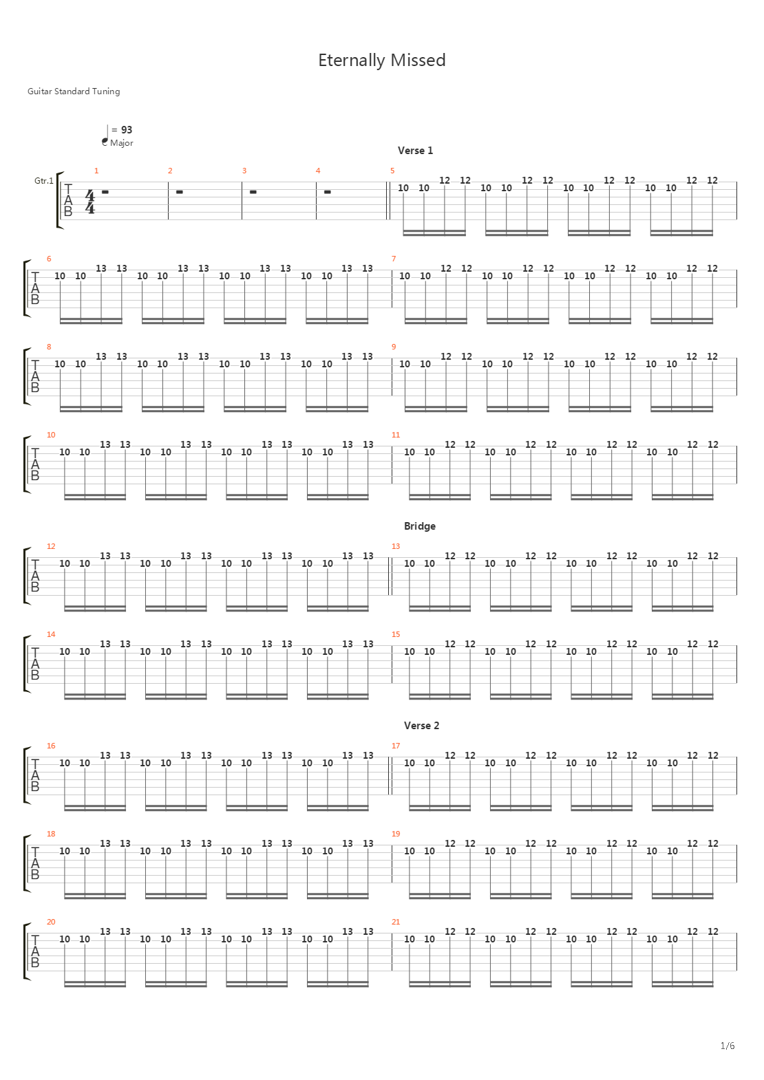 Eternally Missed吉他谱