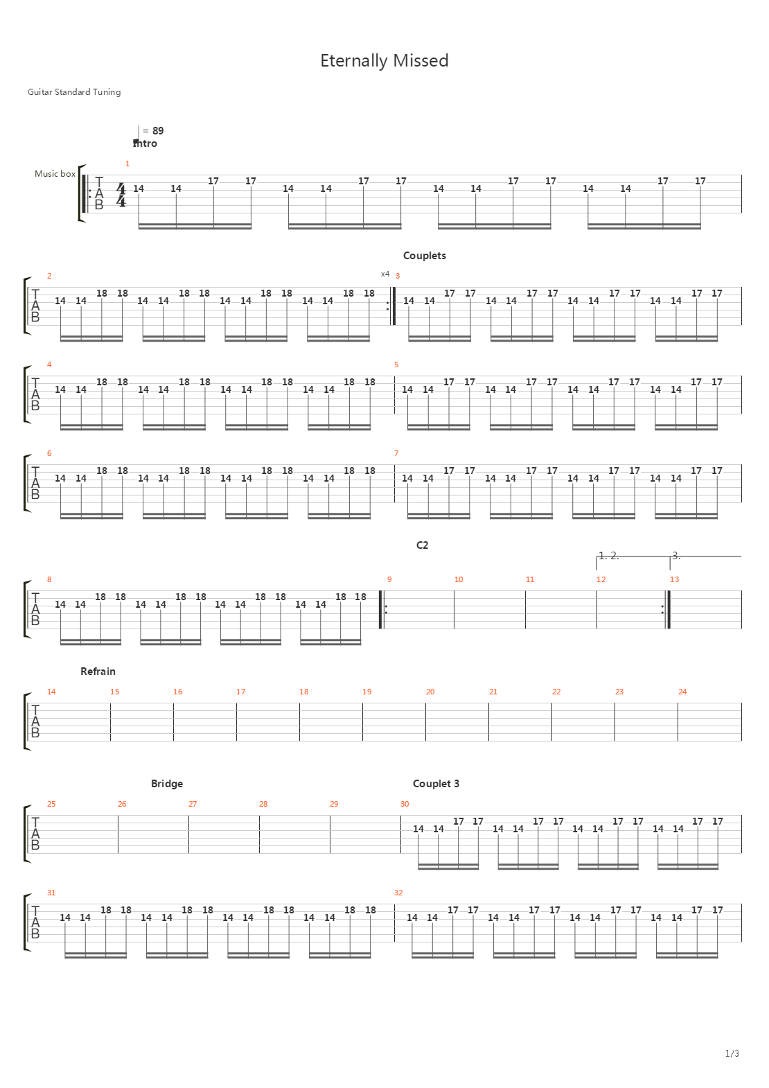 Eternally Missed吉他谱