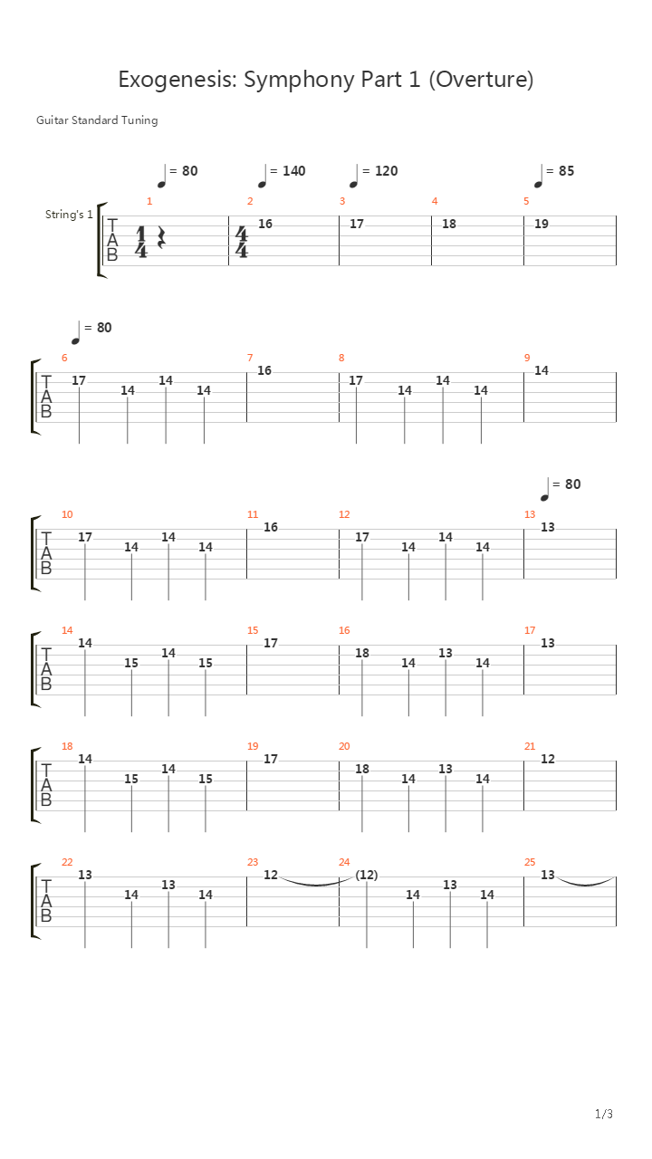 Exogenesis Symphony Part 1 Overture吉他谱