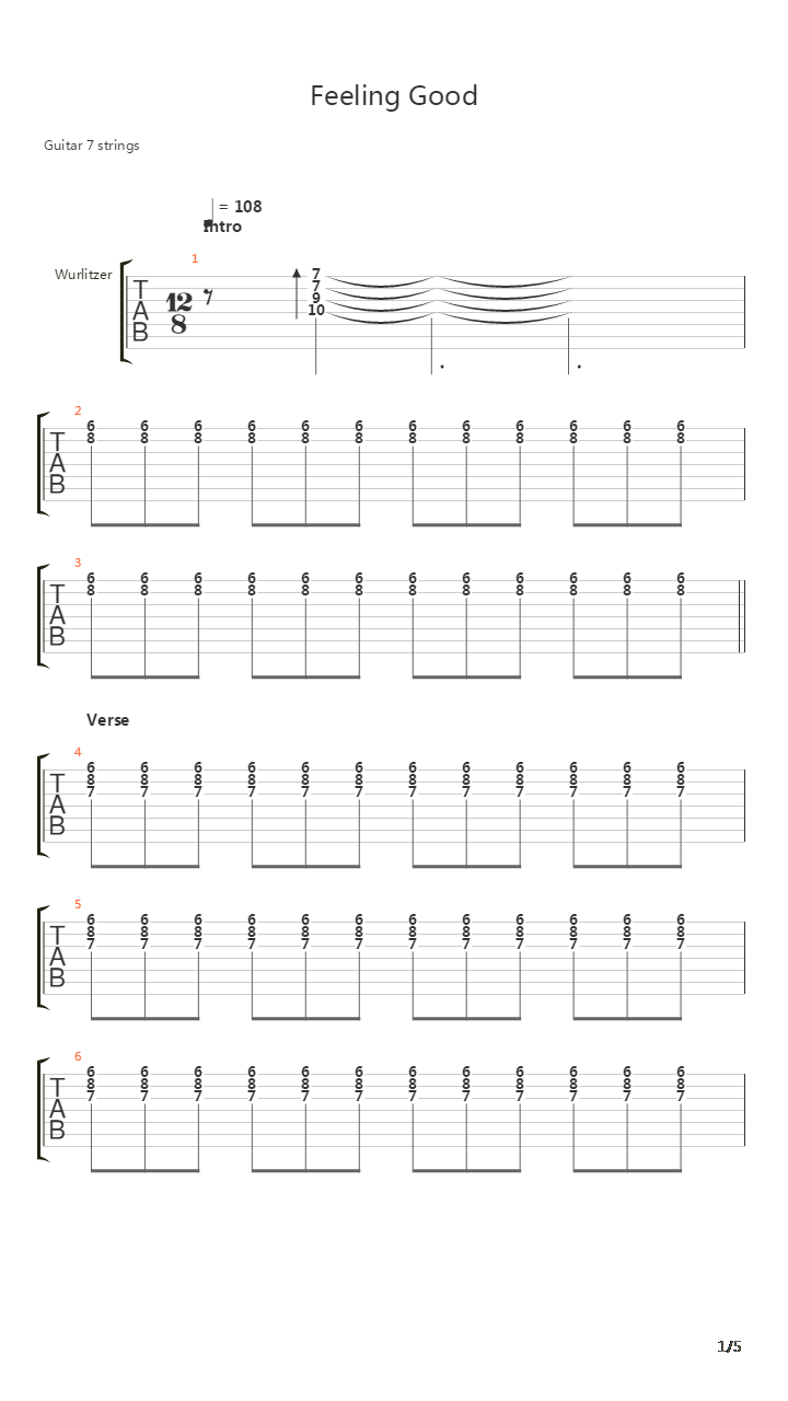 Feeling Good吉他谱