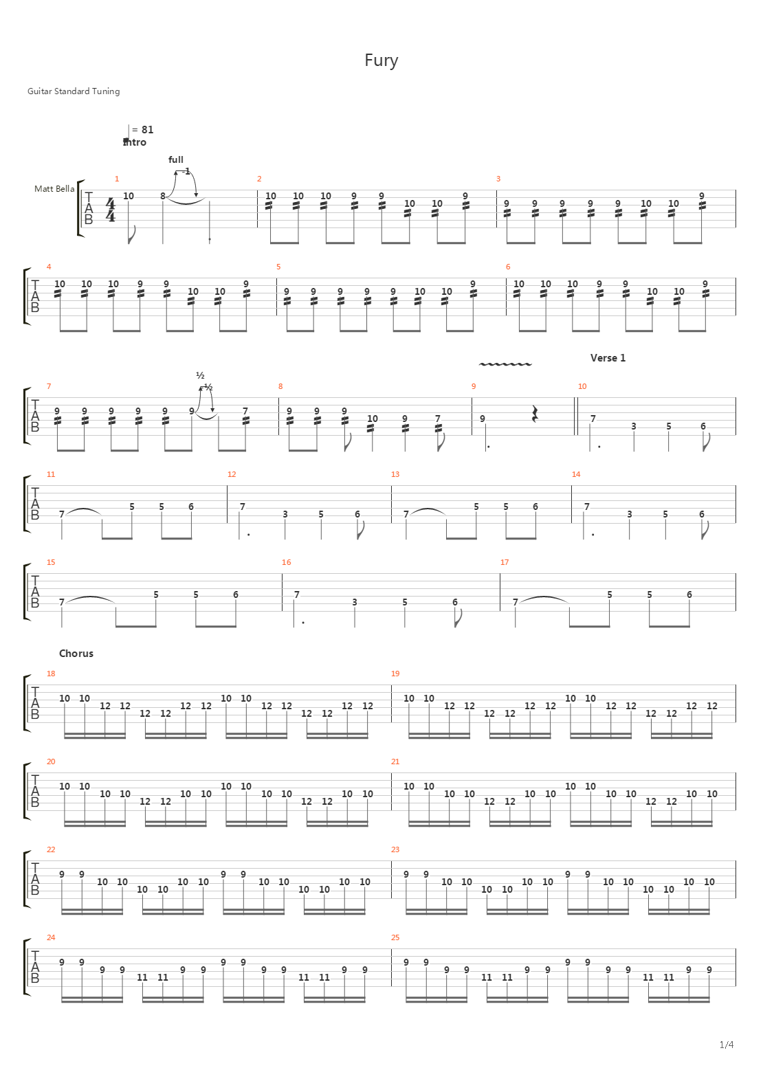 Fury吉他谱