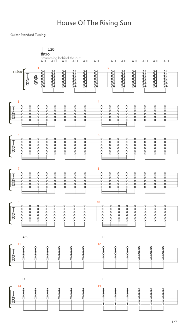 House Of The Rising Sun吉他谱