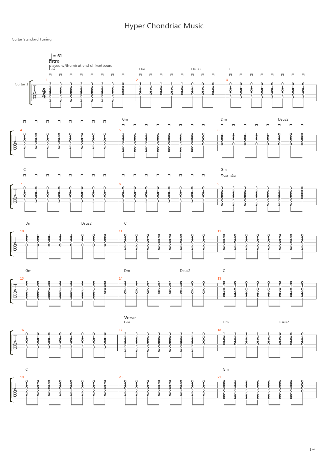 Hyper Chondriac Music吉他谱