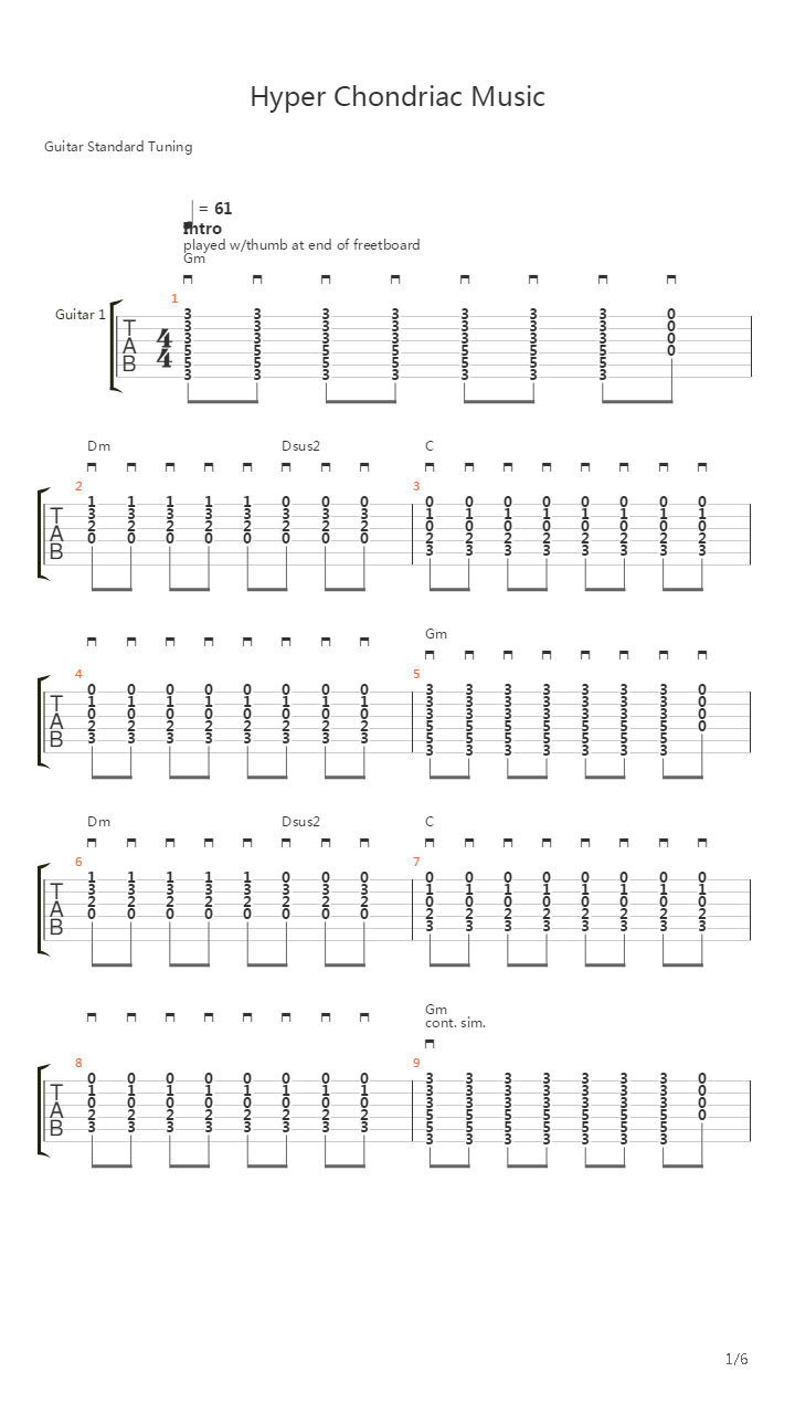 Hyper Chondriac Music吉他谱