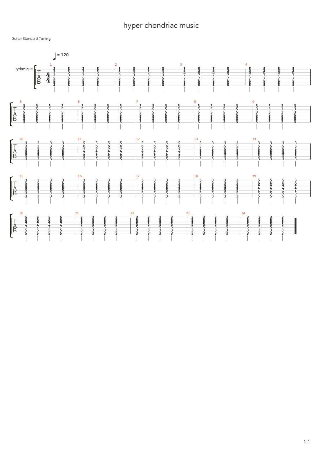 Hyper Chondriac Music吉他谱