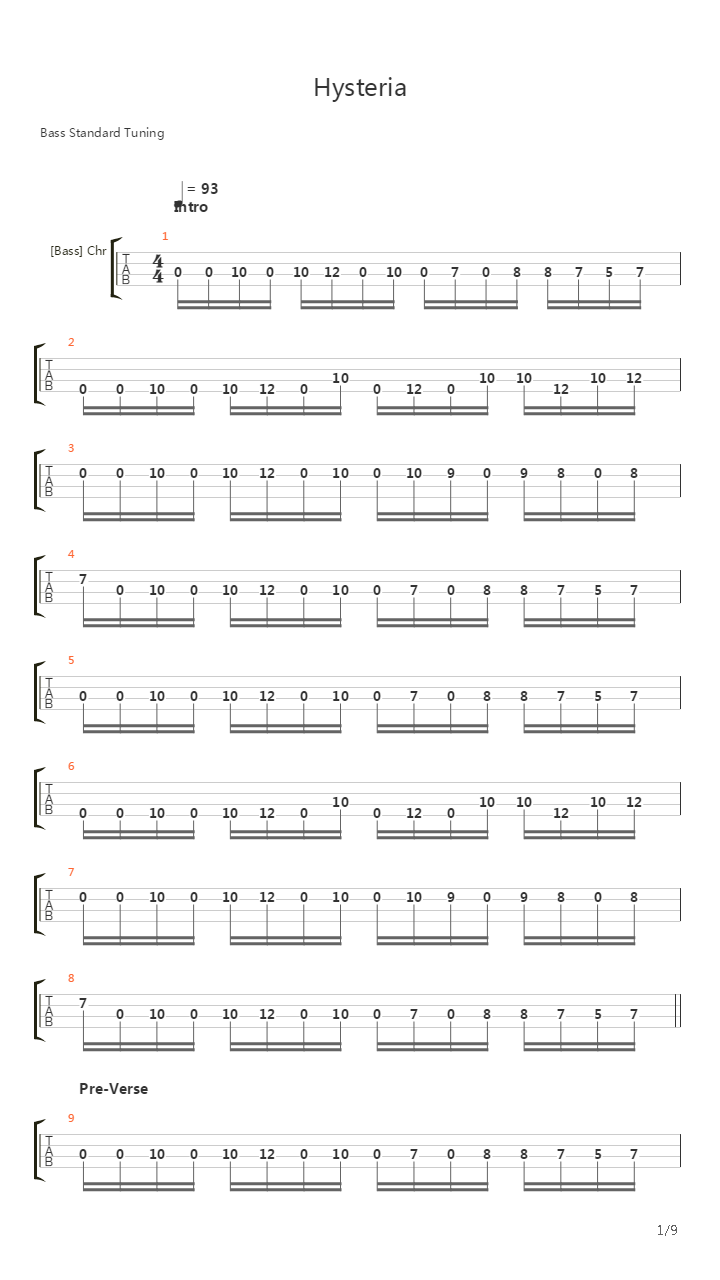 Hysteria(11)吉他谱