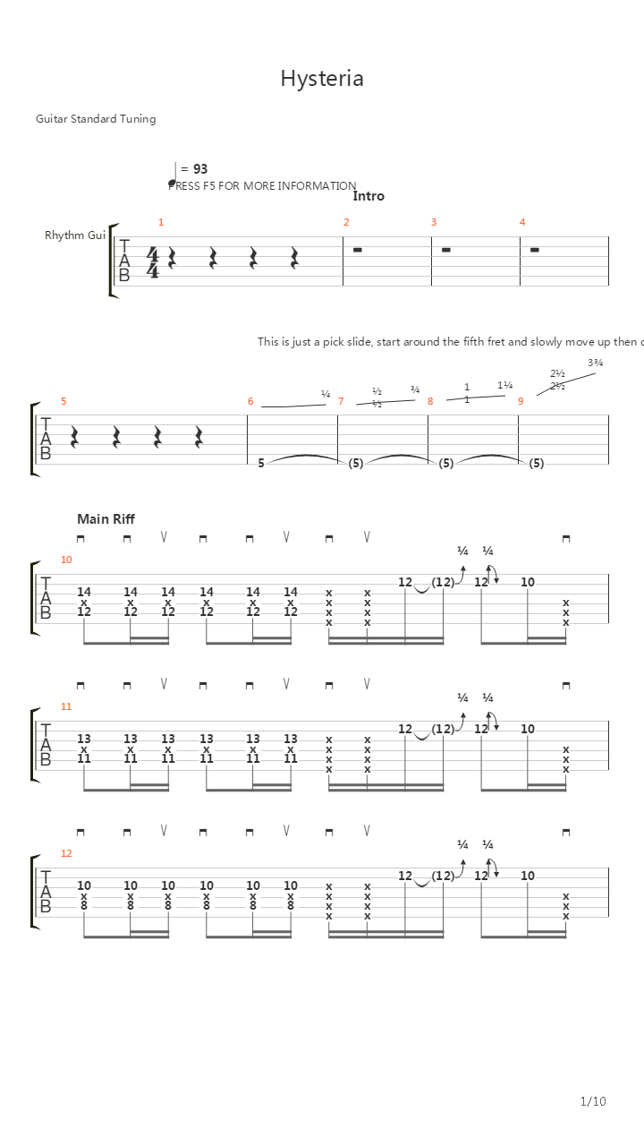 Hysteria吉他谱