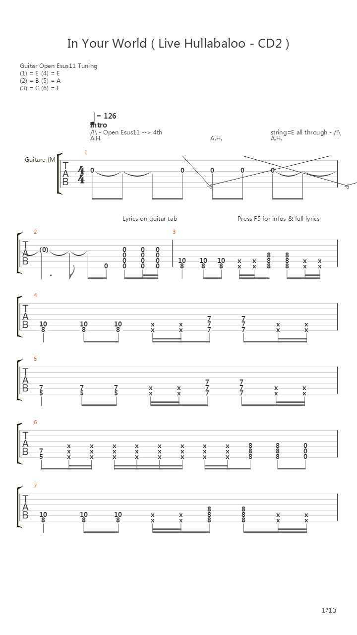 In Your World吉他谱