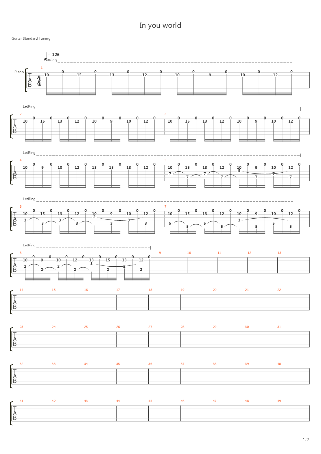 In Your World吉他谱