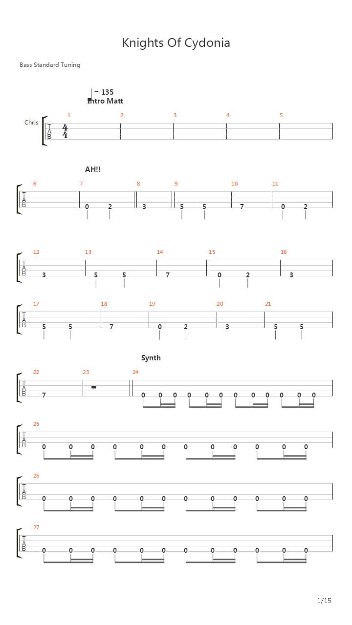 Knights Of Cydonia吉他谱