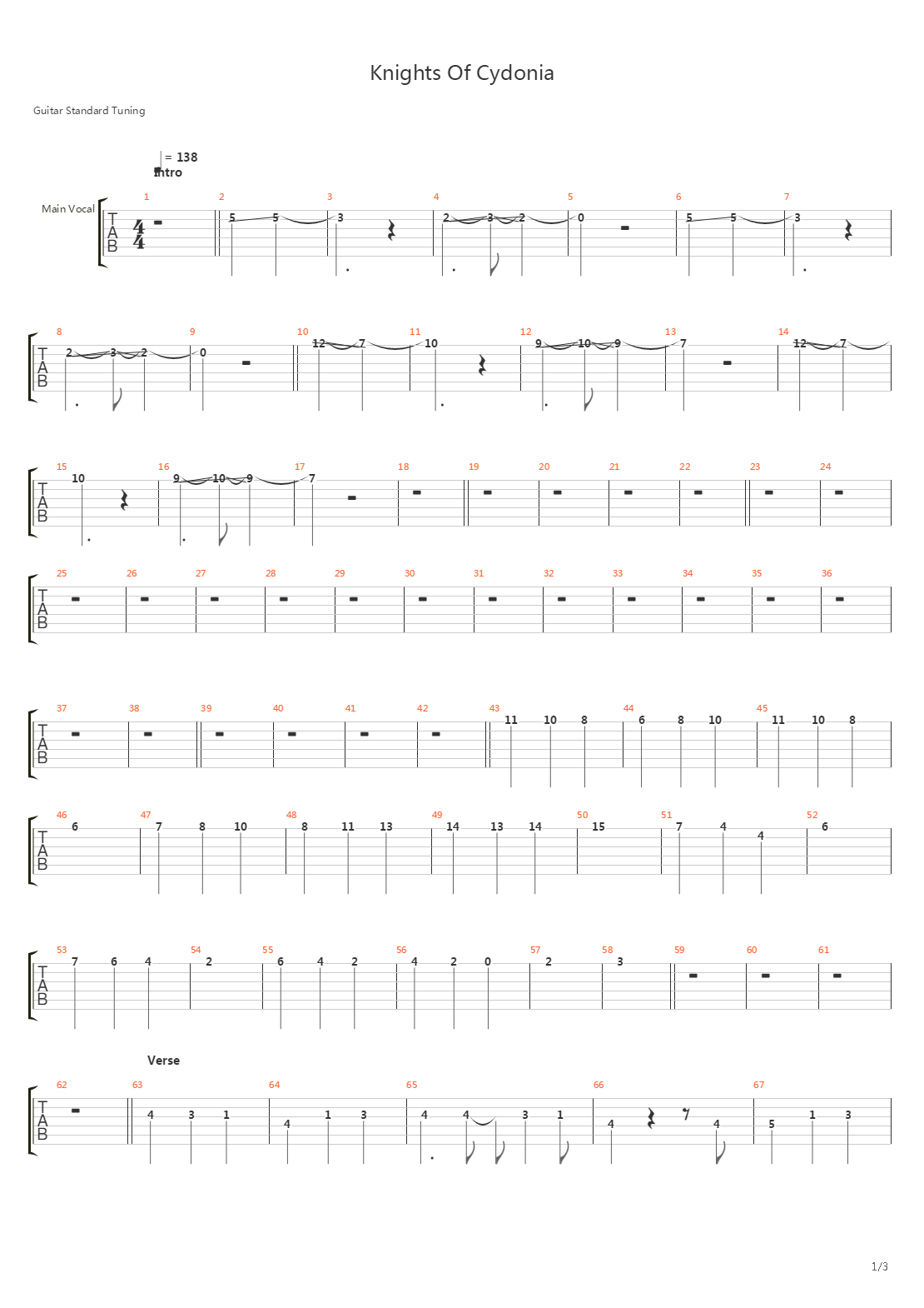 Knights Of Cydonia吉他谱