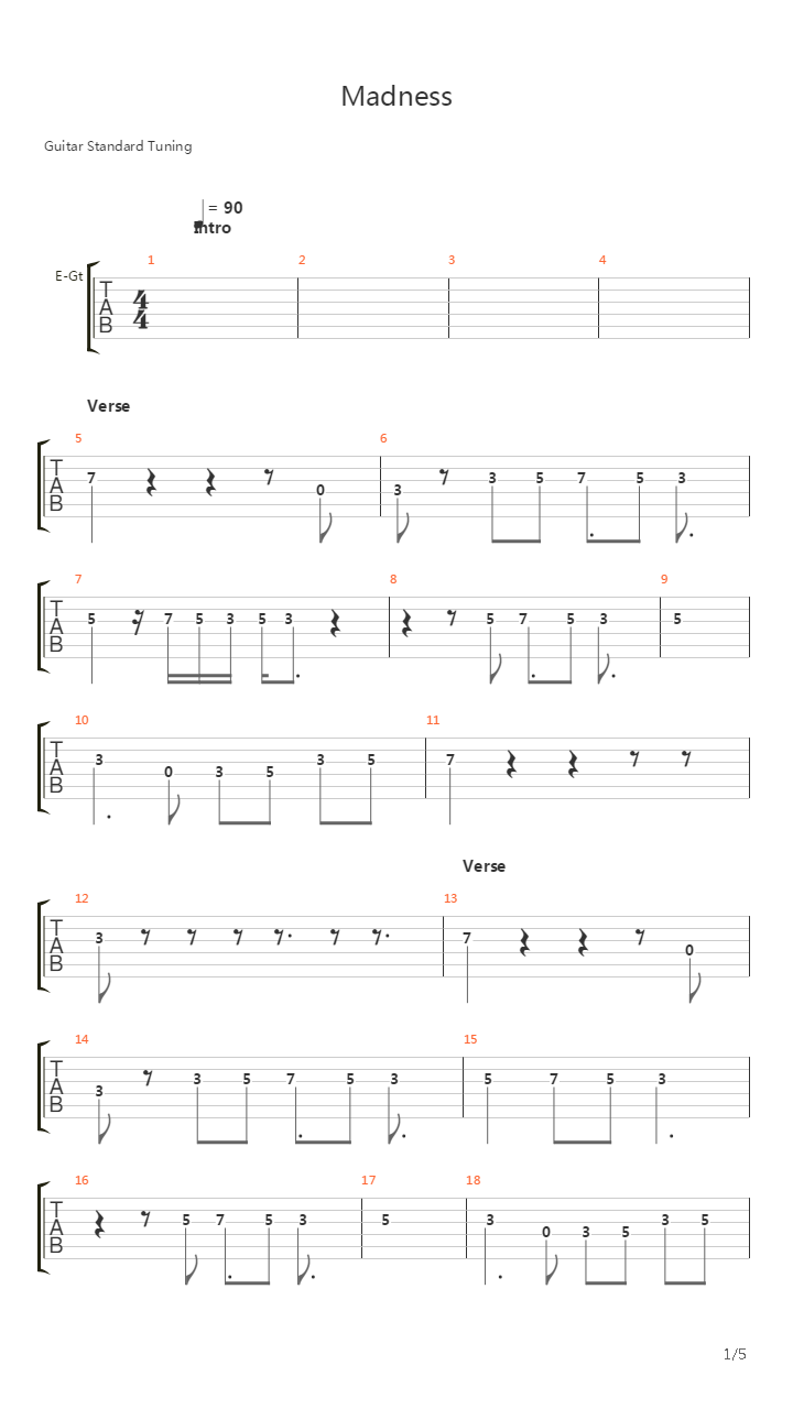 Madness吉他谱
