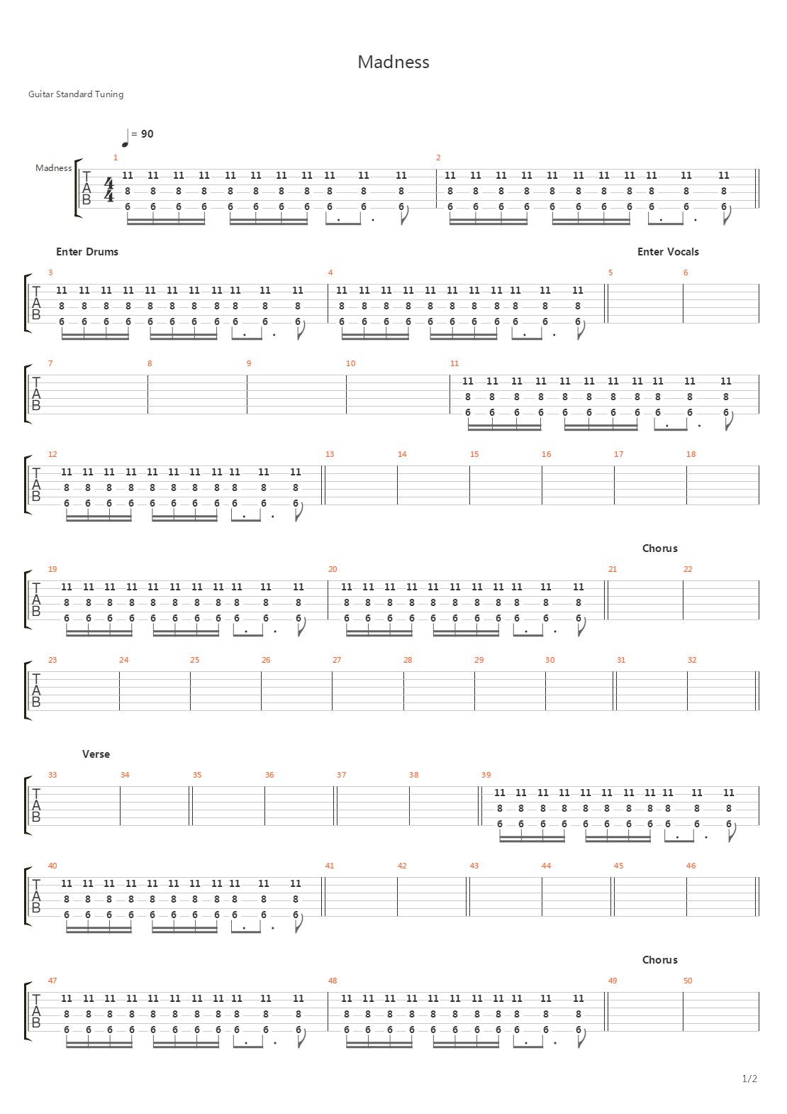Madness吉他谱