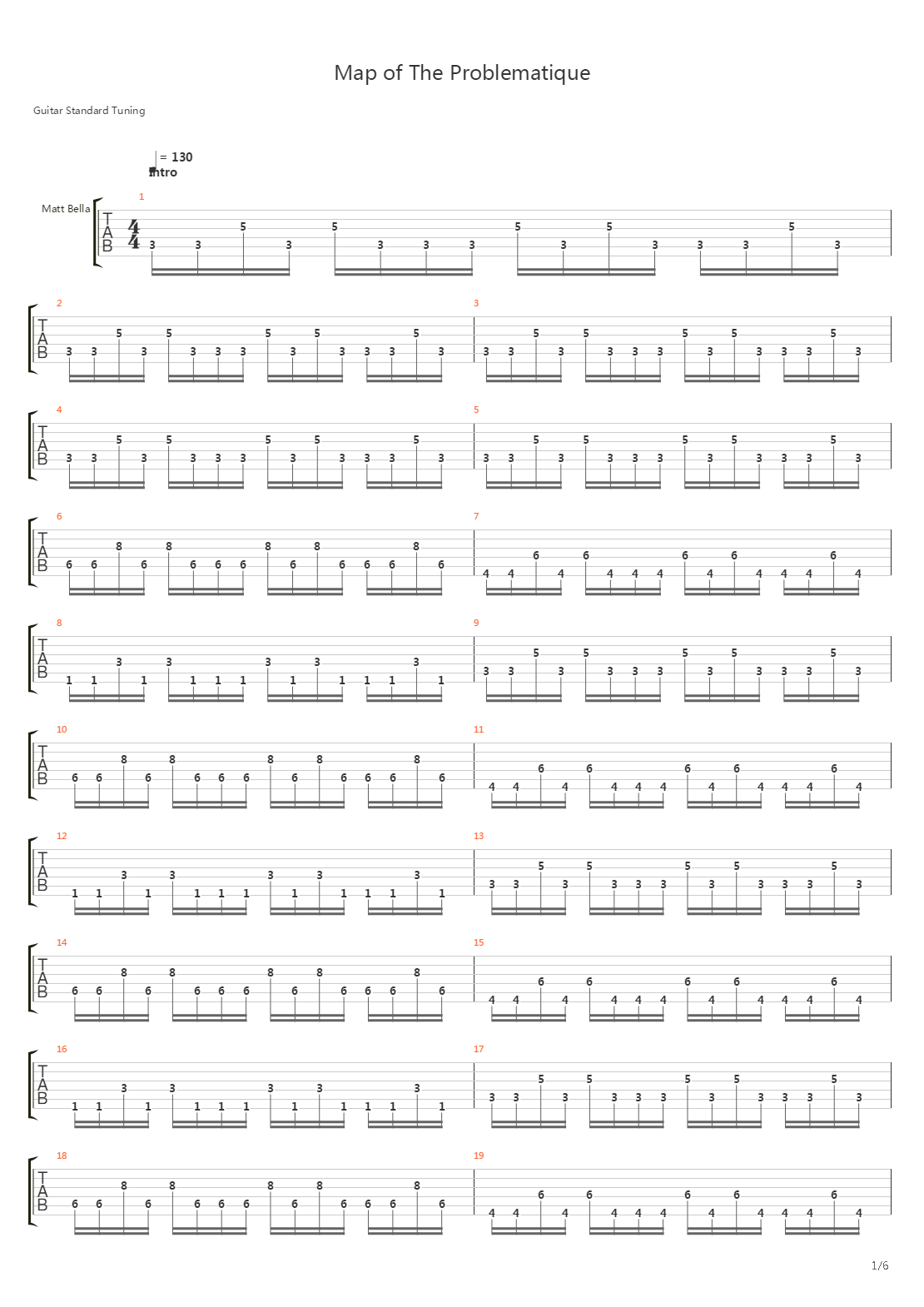 Map Of The Problematique吉他谱