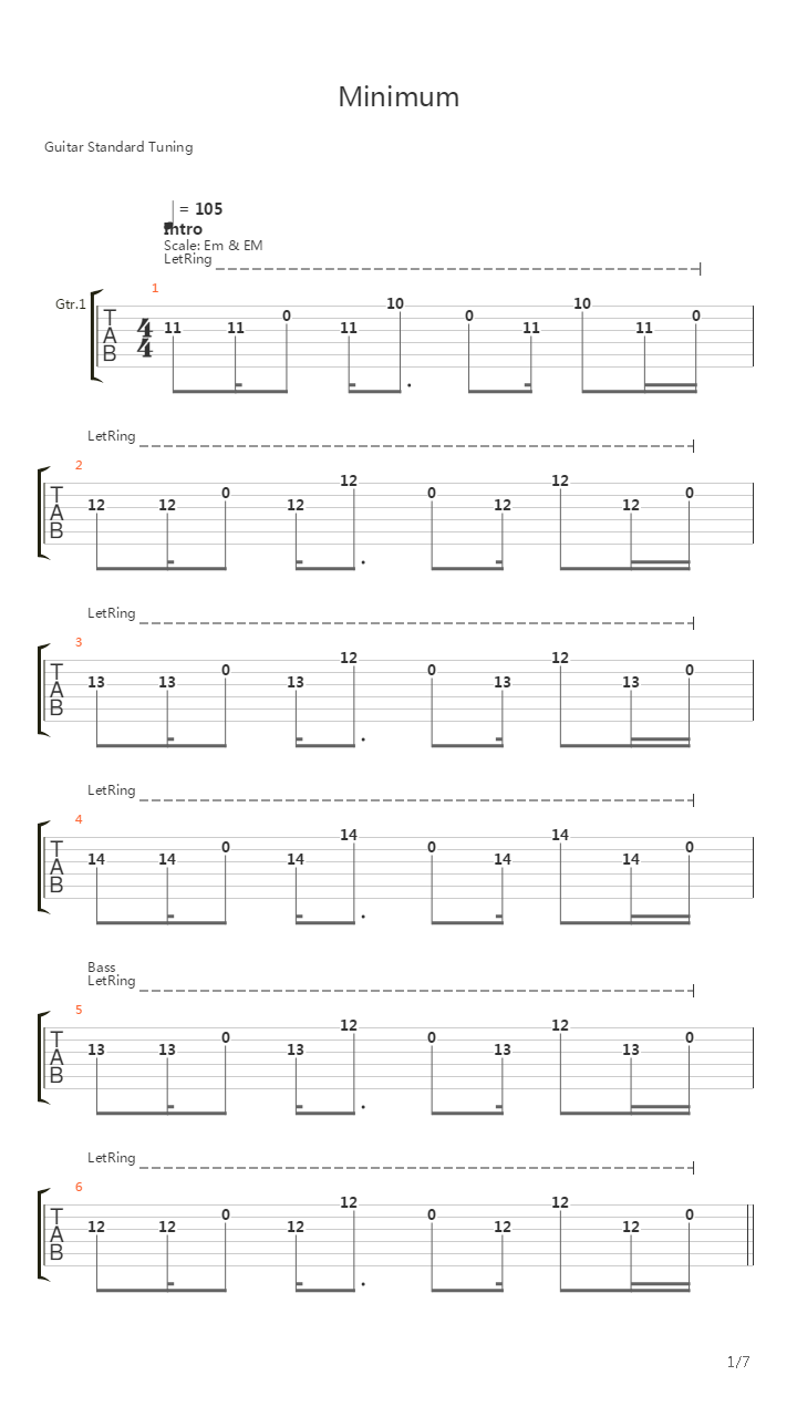 Minimum吉他谱