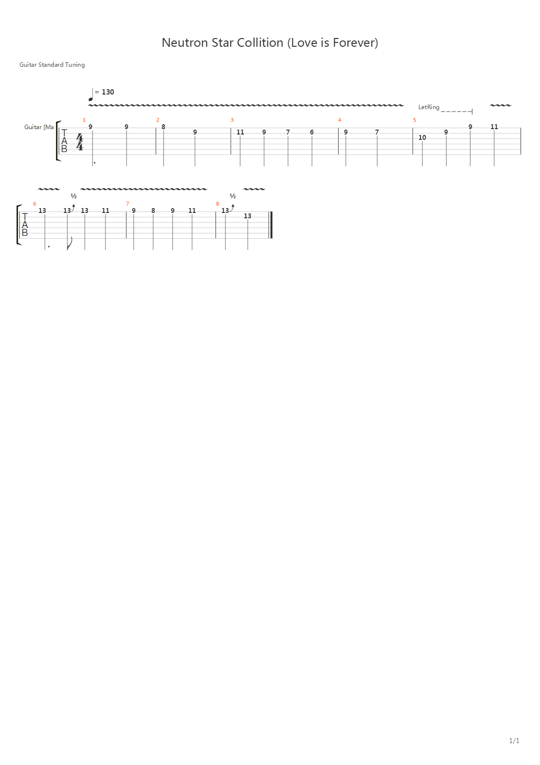 Neutron Star Collision吉他谱