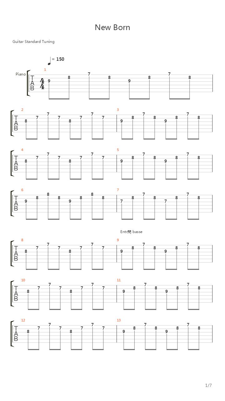 New Born吉他谱