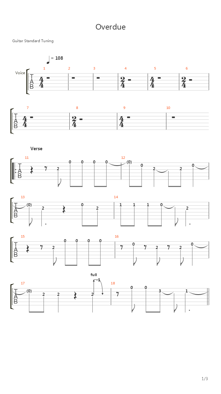 Overdue吉他谱