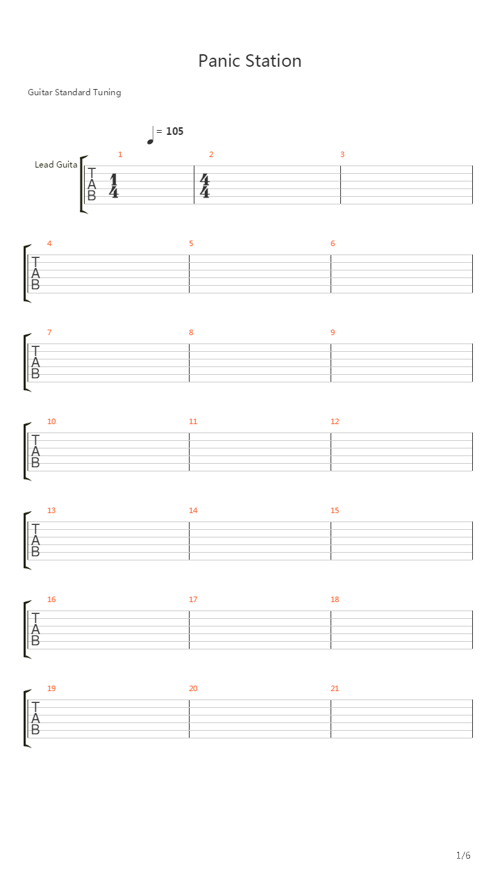 Panic Station吉他谱