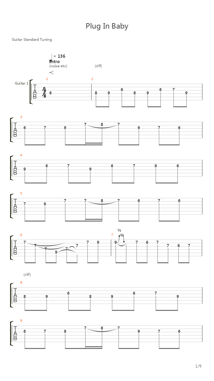 Plug In Baby吉他谱