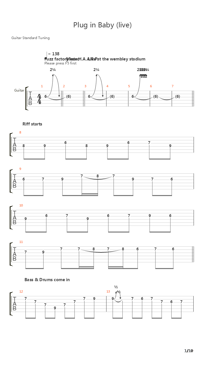 Plug In Baby吉他谱