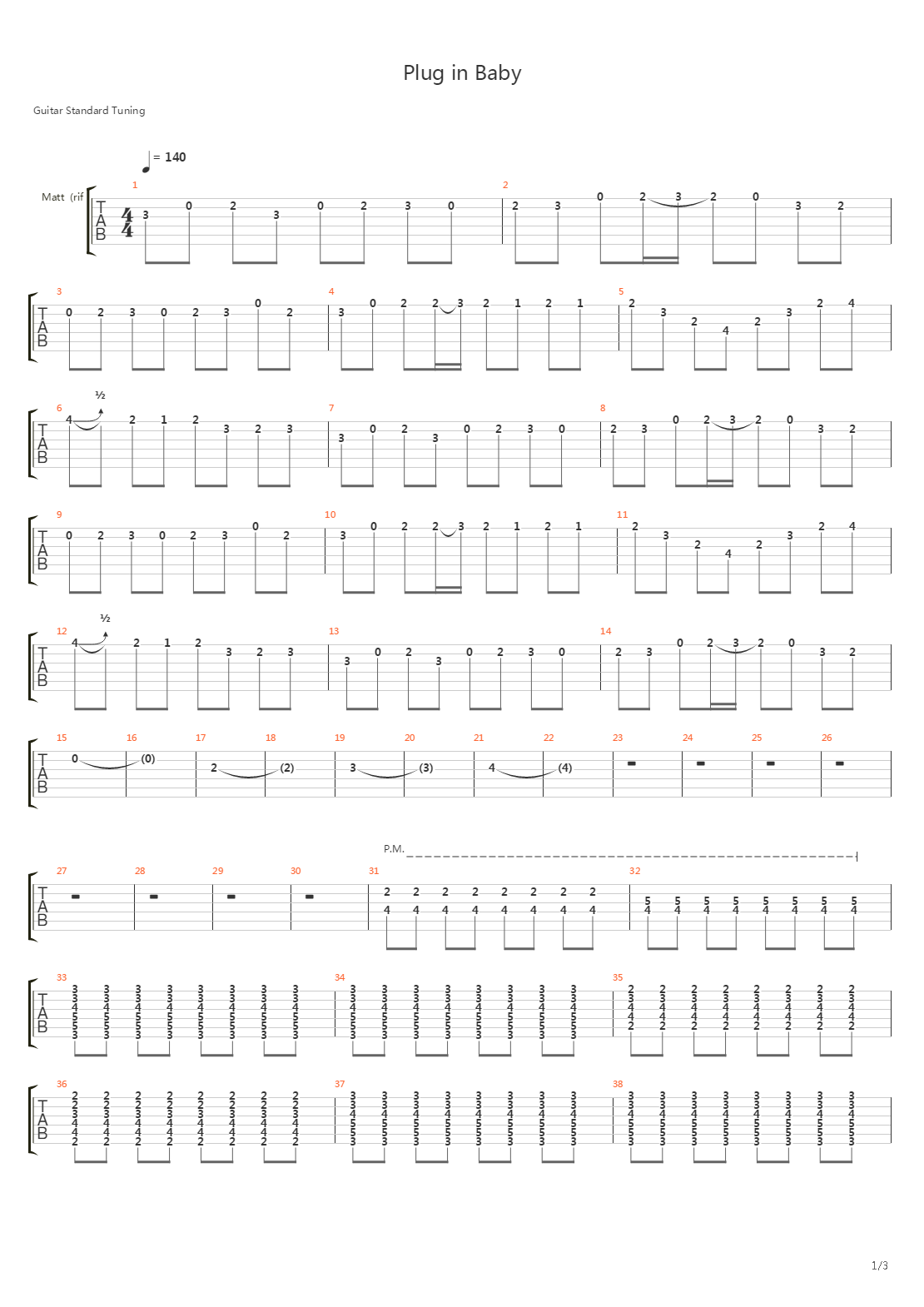 Plug In Baby吉他谱