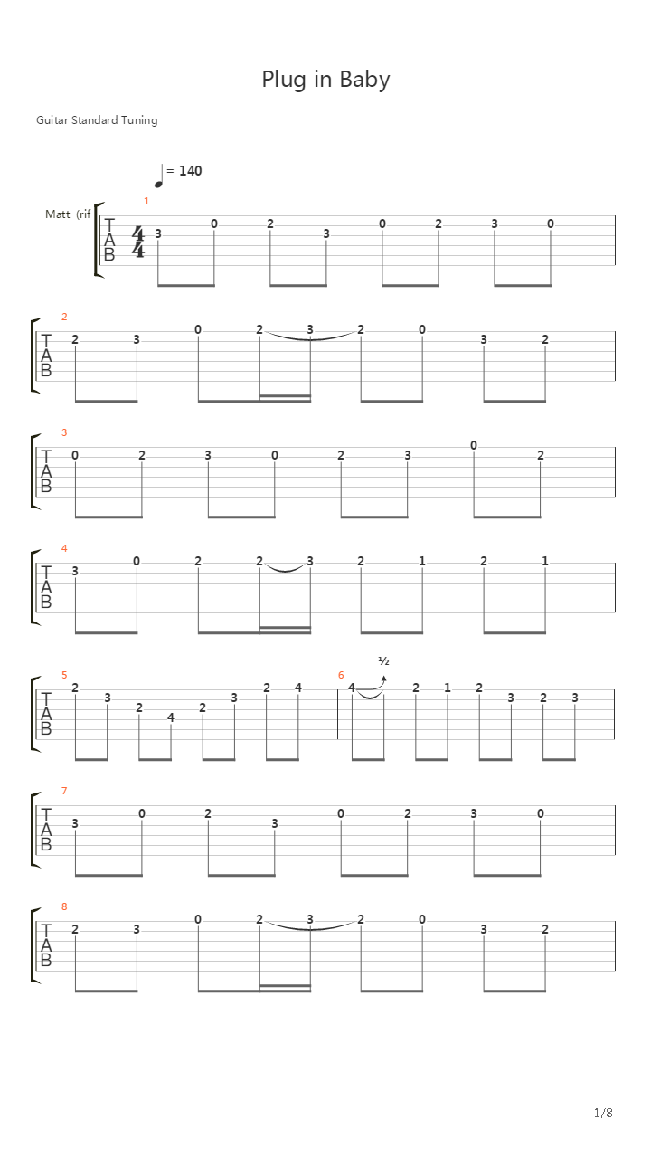 Plug In Baby吉他谱