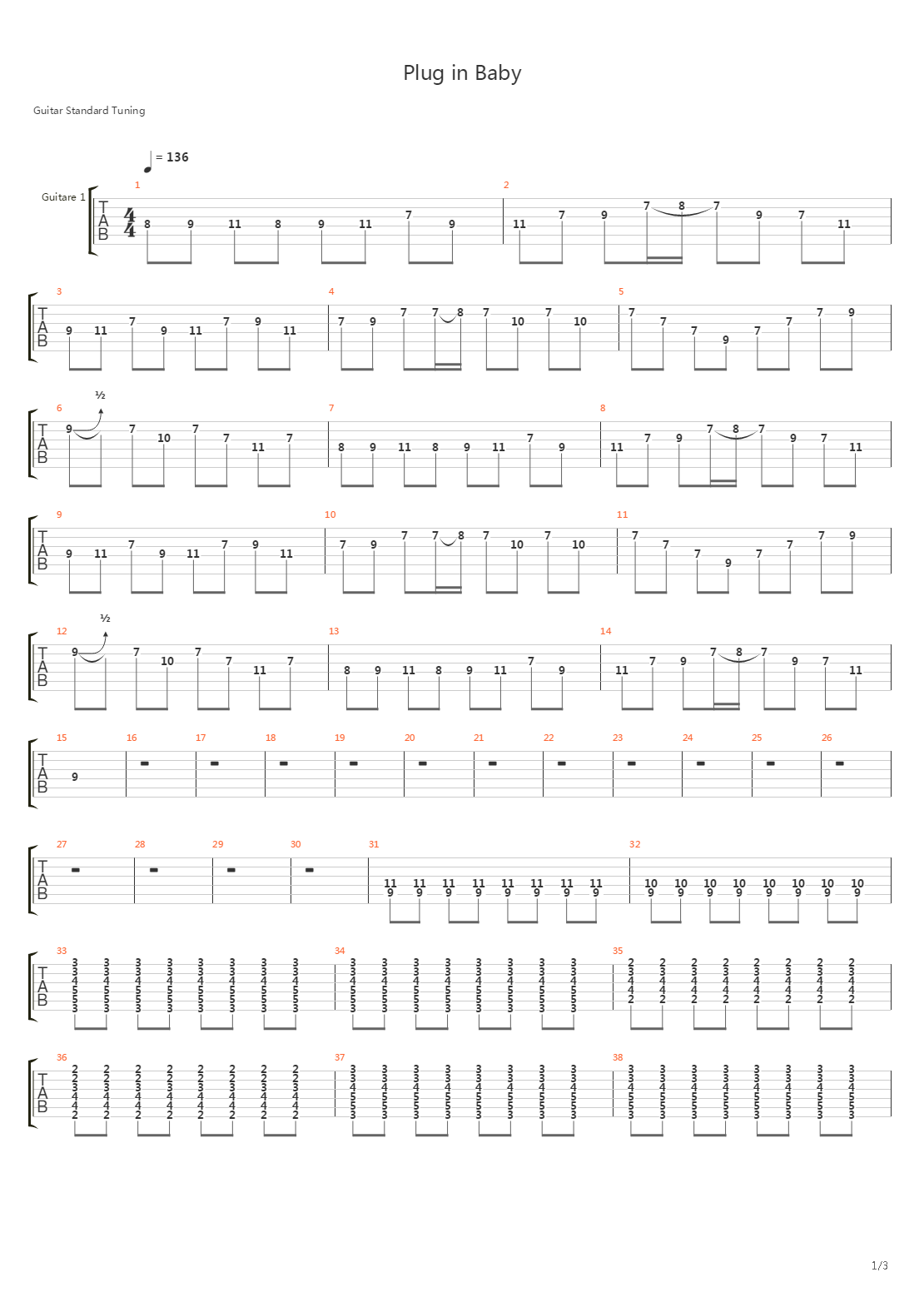 Plug In Baby吉他谱