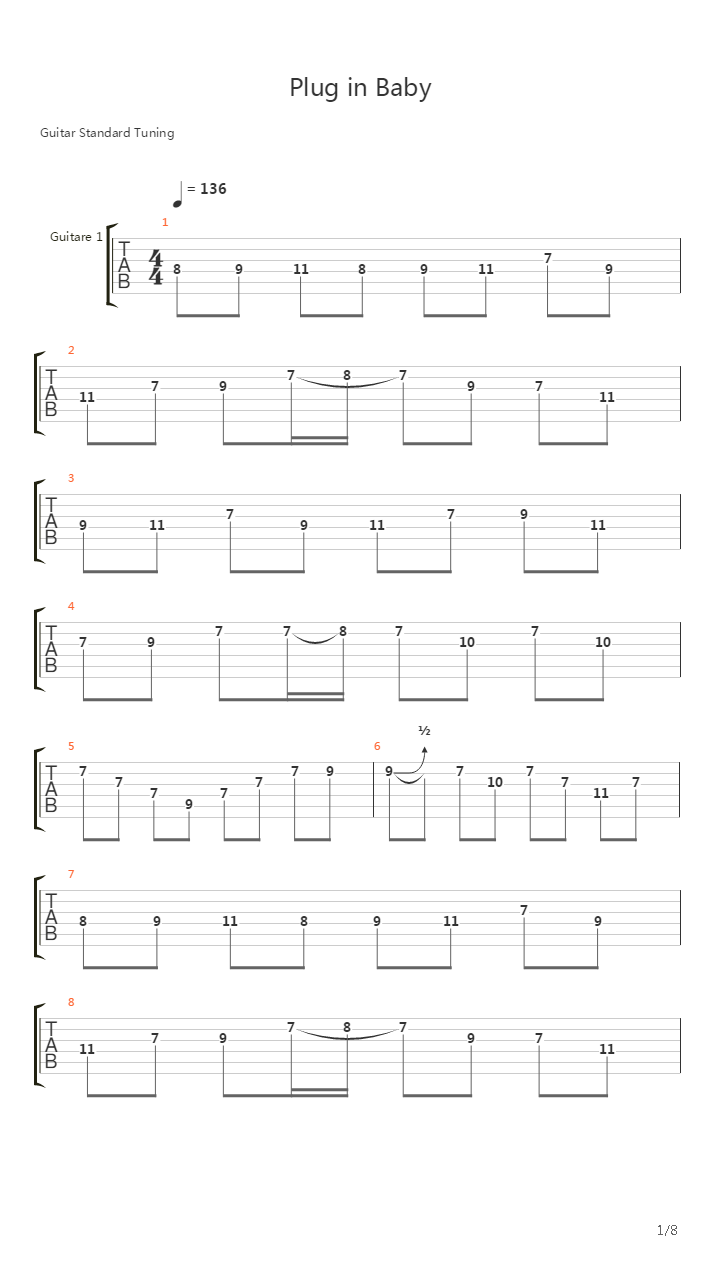 Plug In Baby吉他谱