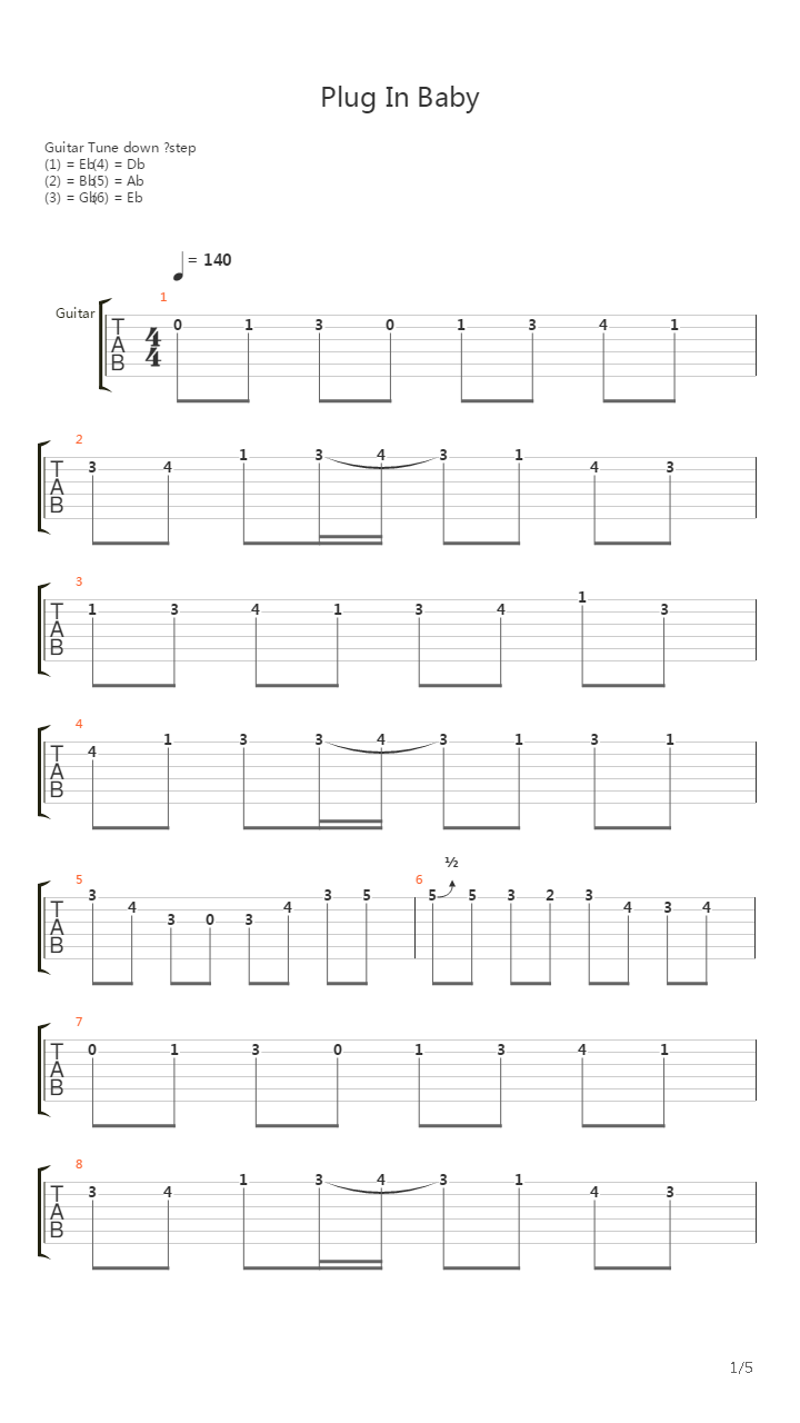 Plug In Baby吉他谱