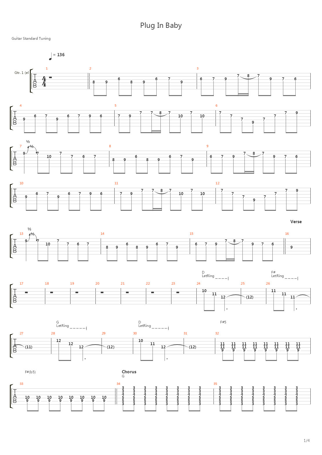 Plug In Baby吉他谱