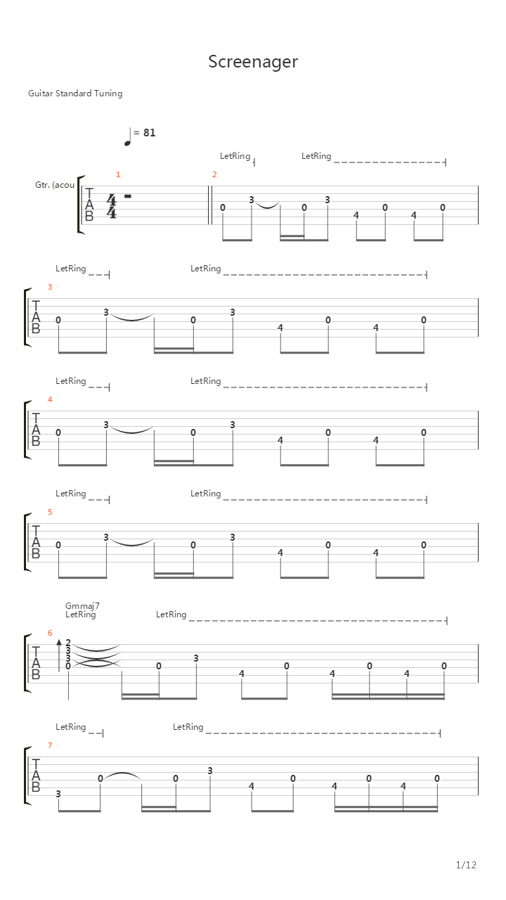 Screenager吉他谱