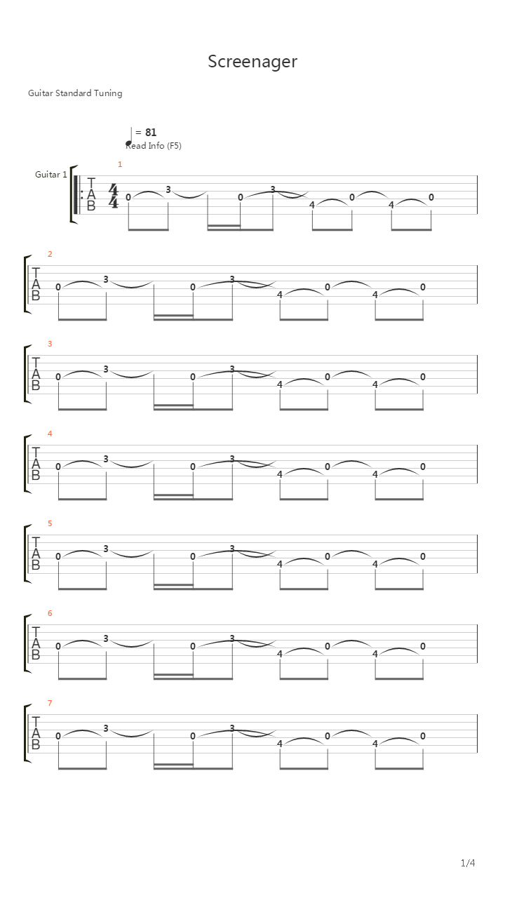 Screenager吉他谱