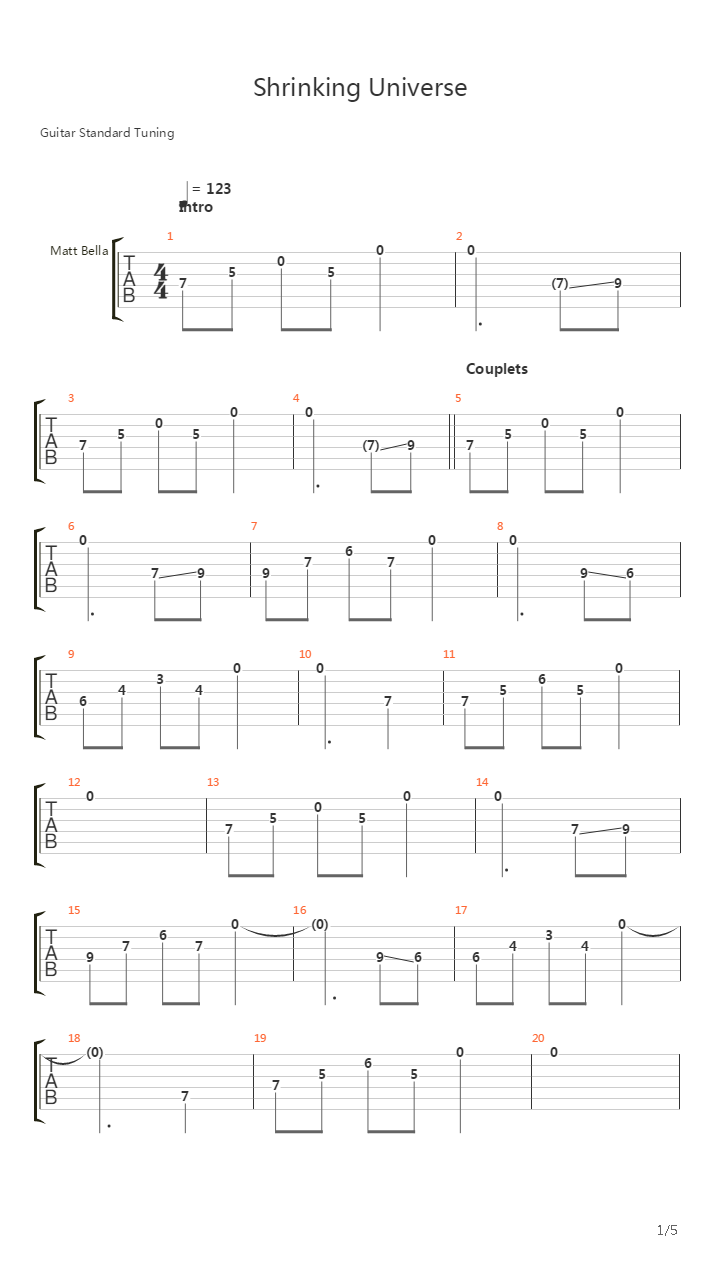 Shrinking Universe吉他谱